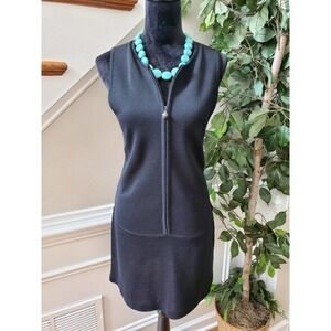 Jacqueline Ferrar Women's Black Acrylic Front Zip Sleeveless Sweater Size Medium